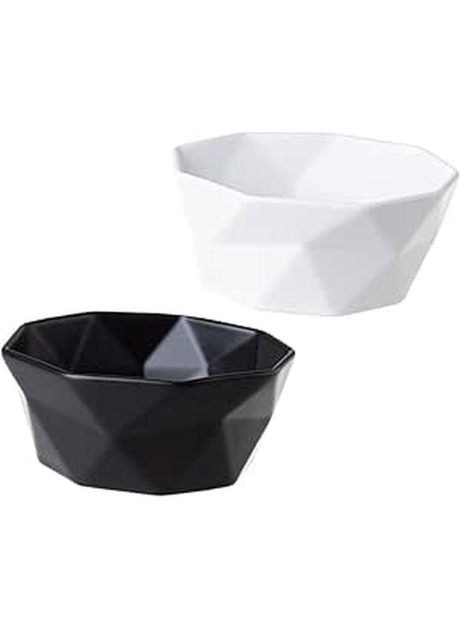 Ceramic Rice Bowls Set of 2 Black and White Irregular Shape Salad Soup Dessert Bowls - Image 1
