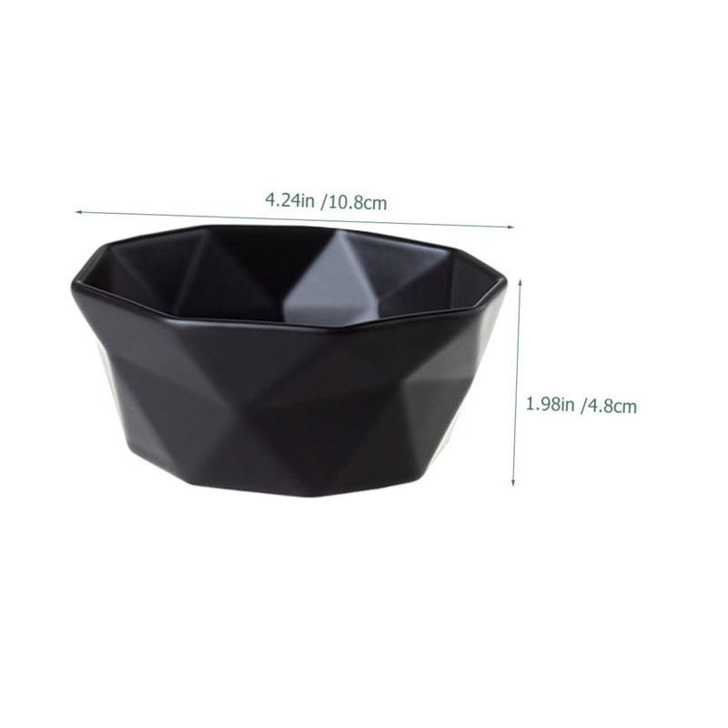 Ceramic Rice Bowls Set of 2 Black and White Irregular Shape Salad Soup Dessert Bowls - Image 3