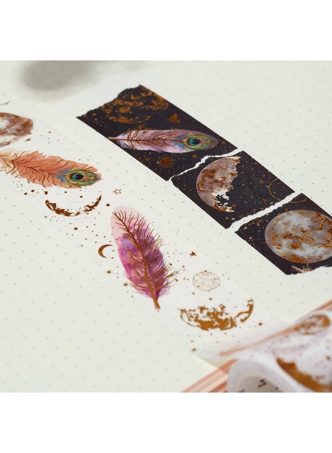 WT Dream Catcher Washi Tape Set 2 Rolls Original Designs Decorative Masking Tape Gold Foil Craft Tape Bujo Planner Supplies Adhesive Wrapping Tape Diy Paper Tape - Image 4