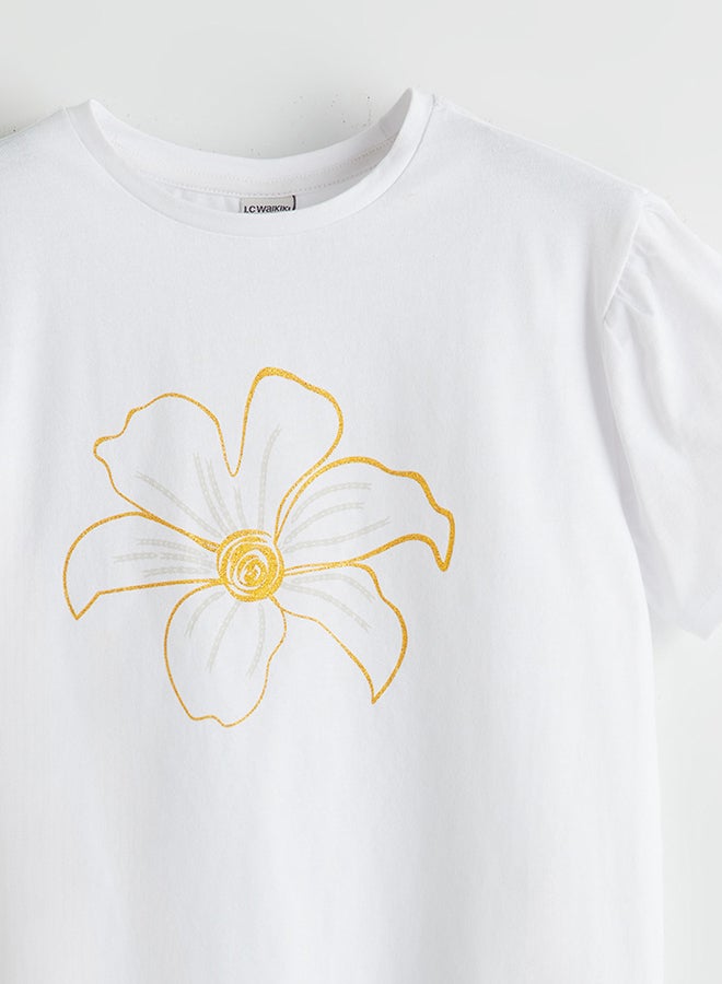 LC WAIKIKI Girls' Crew Neck Floral Cotton Summer SS T-Shirt  - Image 3