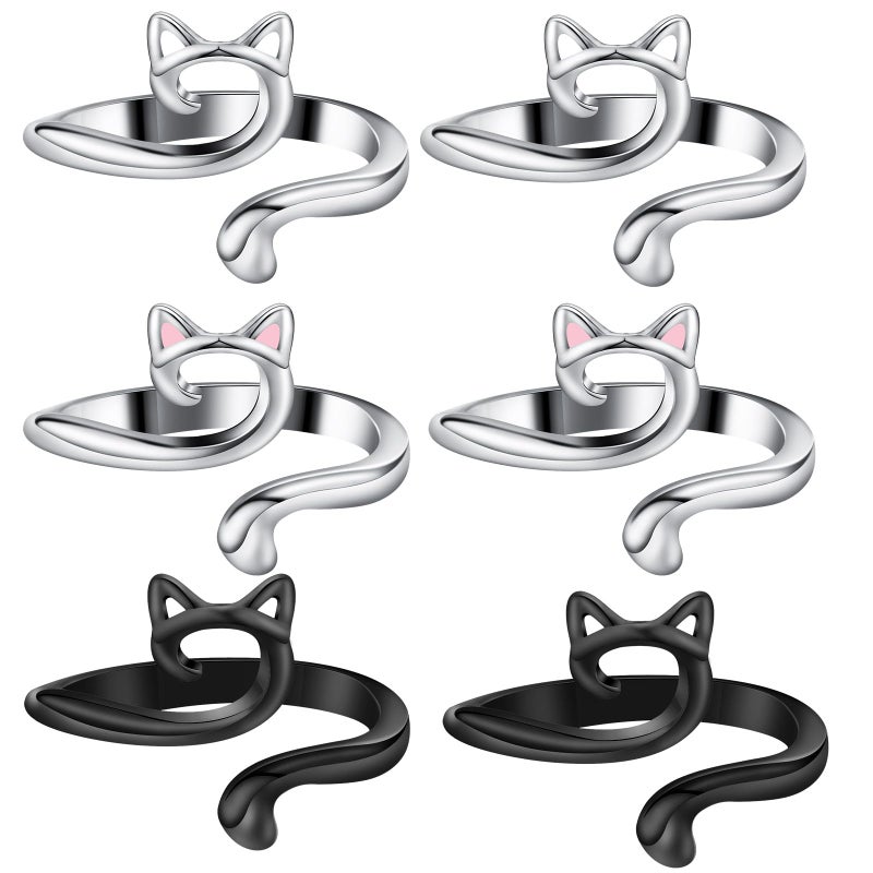 DTOFOOT 6pcs Knitting Crochet Loop Ring for Fingers Metal Open Yarn Guide Crochet Rings Adjustable Braided Faster Knitting Thimbles Holders Accessories for Crochet Mother Grandma Gifts with Box - Image 1