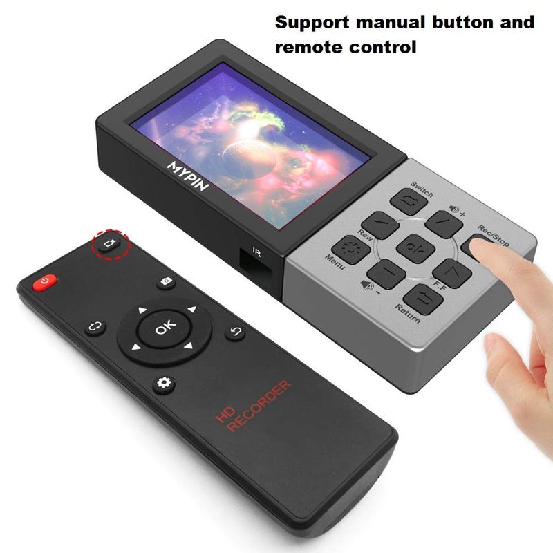 Mypin 1080P@60fps Capture Card with 3.5 Inch LCD and Remote Control, HDMI Video Recorder for PS4, Xbox One,LiveTV,DVR, Support Playback/Schedule Recording/Mic in(Without PC) - Image 5