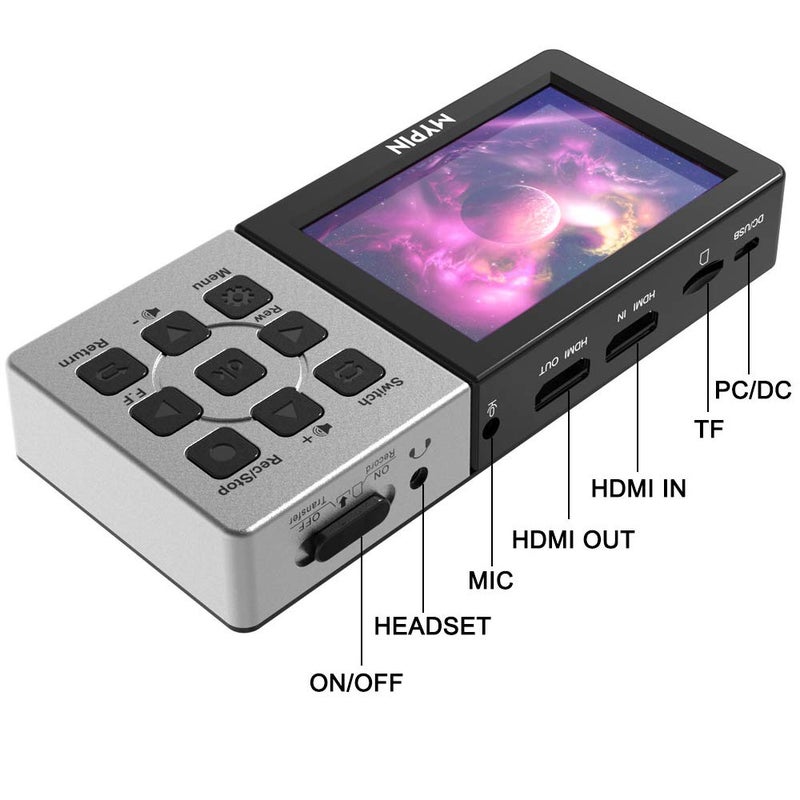 Mypin 1080P@60fps Capture Card with 3.5 Inch LCD and Remote Control, HDMI Video Recorder for PS4, Xbox One,LiveTV,DVR, Support Playback/Schedule Recording/Mic in(Without PC) - Image 2
