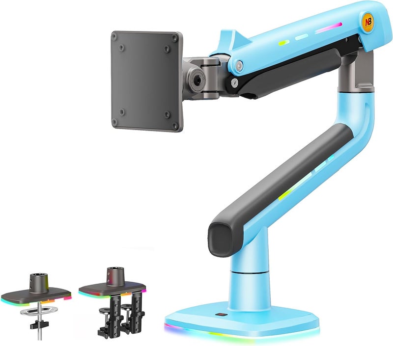 NB Ergonomic Ultrawide Monitor Arm Desk Mount for Max 60 inch Computer Screen & Load up to 20 kg, Gaming & Office Monitor Stand Mechanical Spring | VESA 75/100 mm (Gulf Blue) - Image 1
