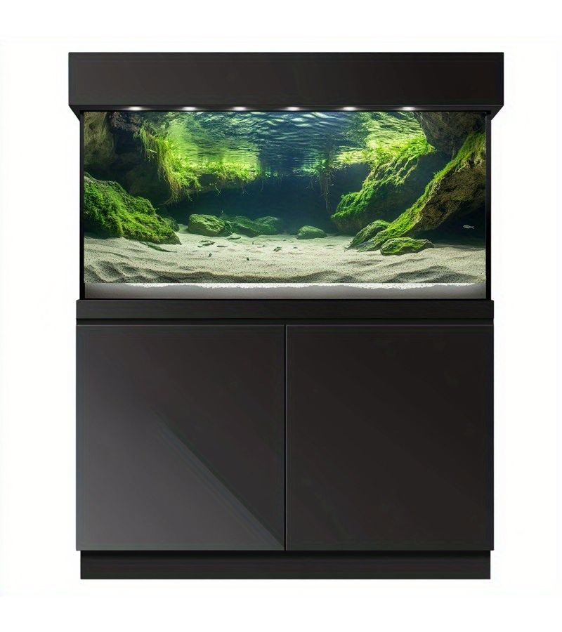 Self Adhesive 3D Aquarium Background Wallpaper 122x60cm Realistic Underwater Scenery with Reefs Aquatic Plants Fish and Shrimp Peel and Stick Installation No Glue Needed for Fish Tank Decor - Image 1