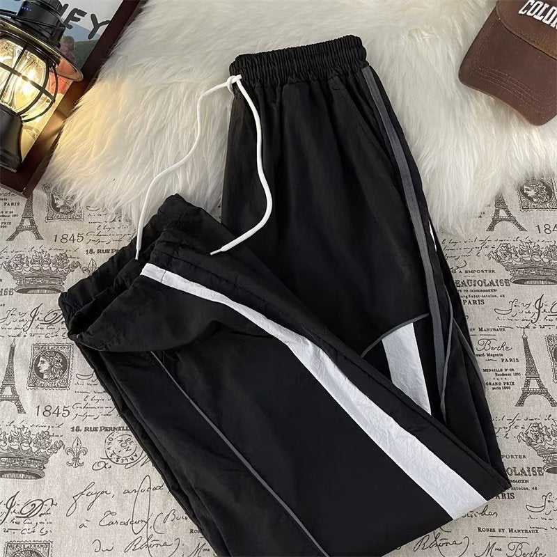 American Retro Khaki Casual Pants Boys Summer Drawstring Sports Loose Straight Dosing Wide Leg Long Pants - Image 1