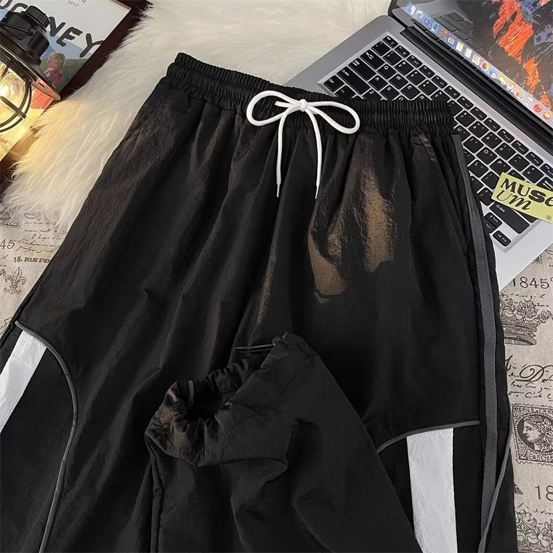 American Retro Khaki Casual Pants Boys Summer Drawstring Sports Loose Straight Dosing Wide Leg Long Pants - Image 3