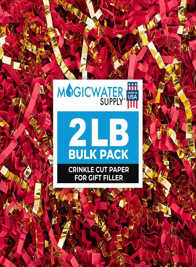 MagicWater Supply ورق ماجيك ووتر المجعد المقطع لسلال الهدايا - 2 رطل - أحمر وذهبي - مثالي لحشو الورق المقطع، وحشو السلال، وصناديق الهدايا، وهدايا وصيفات العروس، وحشوات عيد الميلاد، والمزيد - مثالي لجميع المناسبات - Image 1