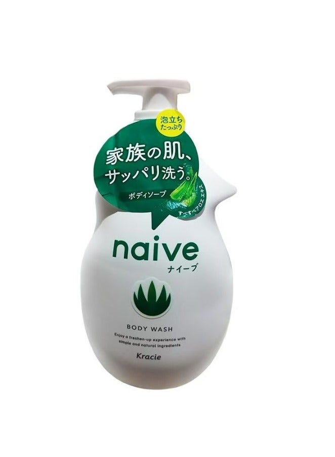KRACIE Naive Body Pump Soap Aloe,530 ml - Image 1