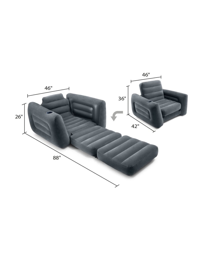 Arabest Inflatable Pull-Out Chair Built-in Cupholder – Velvety Surface – 2-in-1 Valve – Folds Compactly – 89" x 46" x 26"  - Image 5