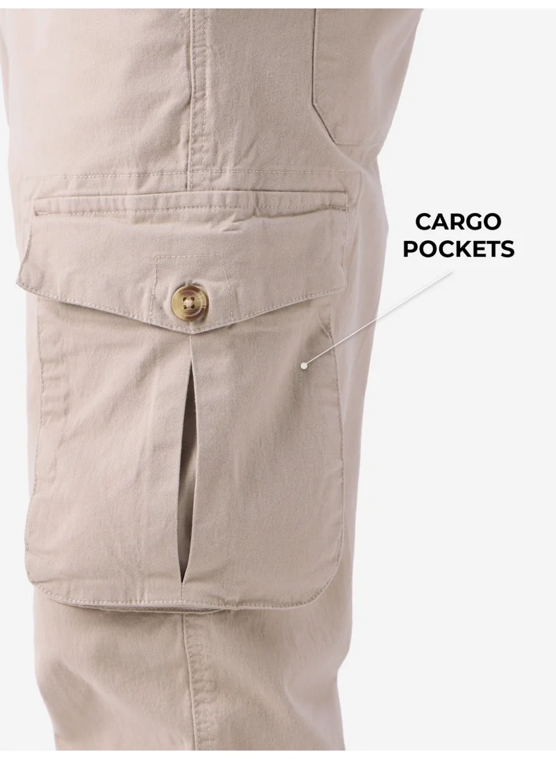 The Souled Store  The Souled Store Men Beige Solid Regular Fit Cargo Pants for Men | Best Price UAE