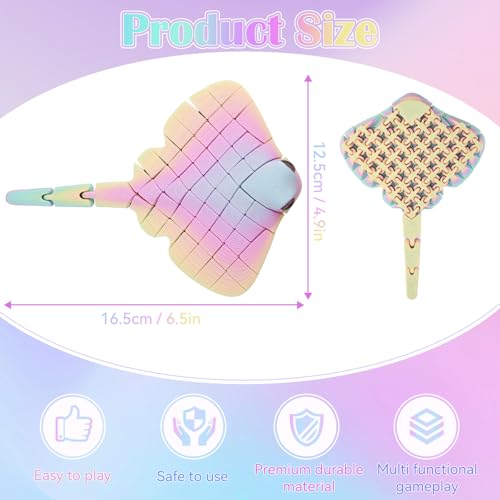 oyeftp Manta Ray Fidget Toy 3D Printed Toy Articulated Sea Animal Fidget Toys Mantaray Multicolor PLA Flexible Fish Sensory Toy for Teens Adults Desk Toys for Stress Relief Easter Basket Stuffers - Image 5