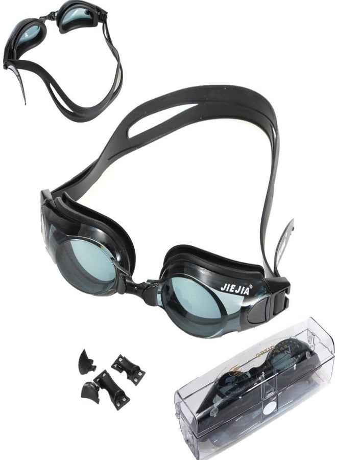 AEC JieJia Unisex Rx Powered Swimming Goggles -4.00 Power with UV Protection, Anti-Fog, Slip-Resistant Design, and Earplugs for Men and Women (Black) - Image 2