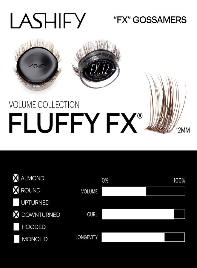 Lashify Fluffy FX 12mm Gossamer DIY Eyelash Extensions Refill, For The Most Curliest and Fluttery Appearance, Chocolate Color, Easy False Lashes - Image 3
