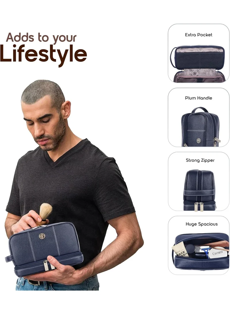 Hammonds Flycatcher  Leather Shaving Bag for Men-Leather Dopp Kit|Toiletry Bag|Travel Toiletry Bag-Hygiene & Grooming Kit Organizer-Cruelty-Free Leather and Hand Stitched Vanity Case  | Best Price UAE
