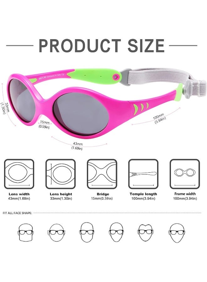 DUCO Polarized Baby Sunglasses with Strap for Newborn Toddler 0-24 Months, UV Protection Flexible Infant Sunglasses 0-2 Years - Image 3