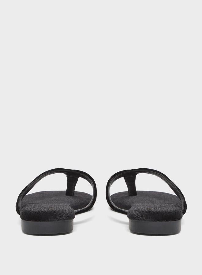 ستايلي صندل فلات بملمس مخملي - Image 4