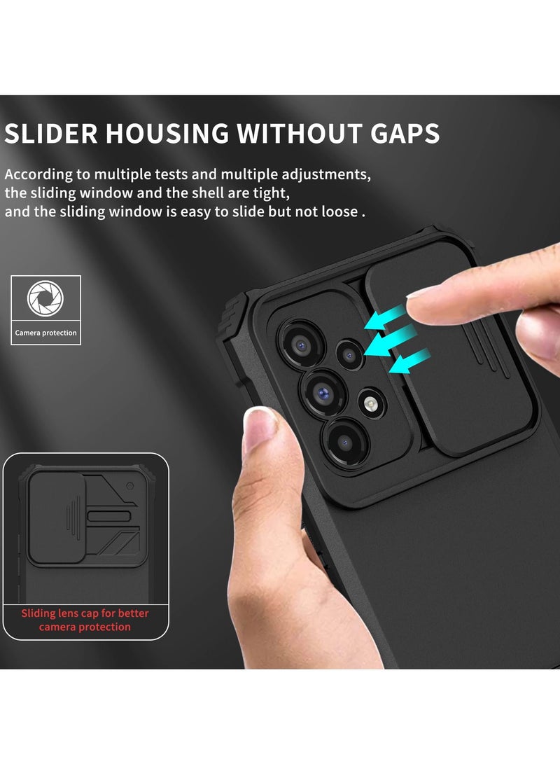 Samsung Galaxy A73 5G Black Mobile Phone Case Cover, Innovative Telescopic Bracket, Sliding Protection Camera Window, Bumper Shockproof Phone Back Cover  - Image 5