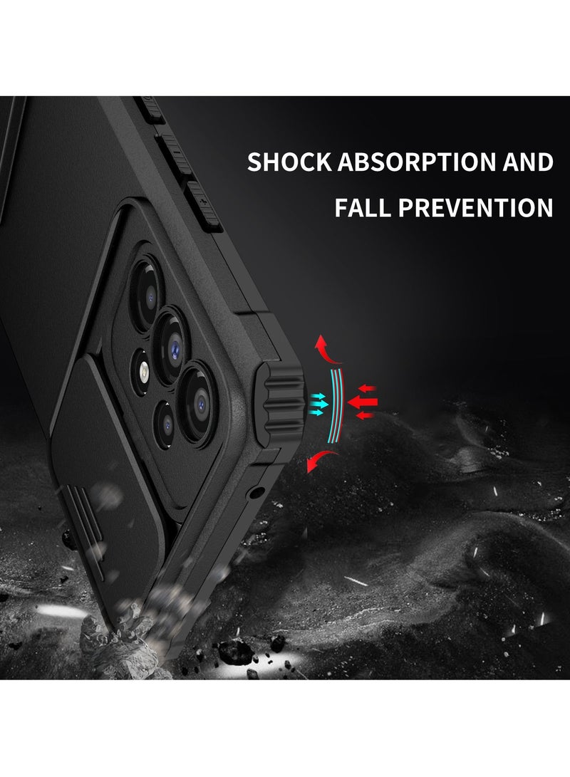 Samsung Galaxy A73 5G Black Mobile Phone Case Cover, Innovative Telescopic Bracket, Sliding Protection Camera Window, Bumper Shockproof Phone Back Cover  - Image 4