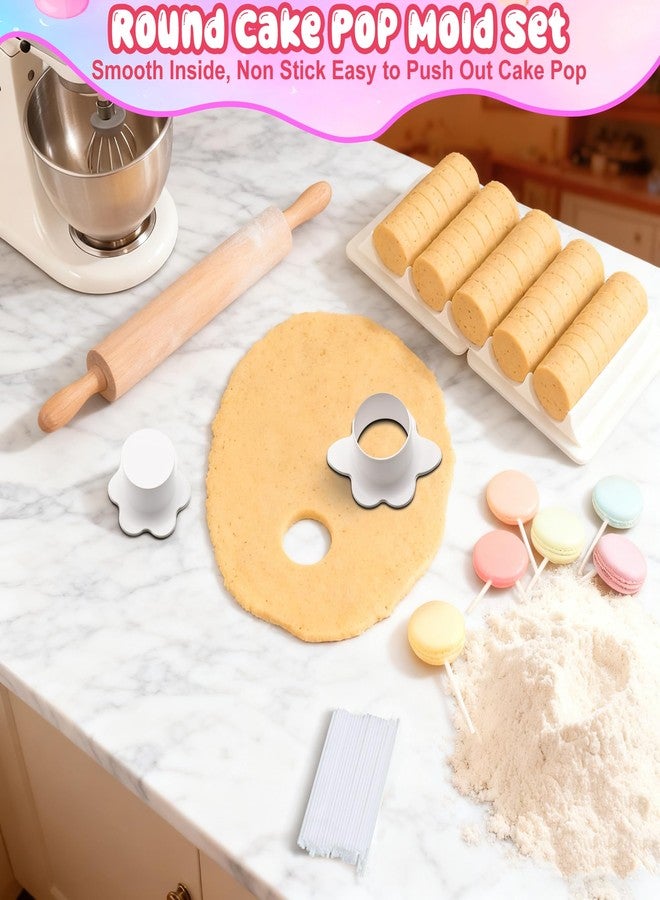 QCCTPUU Round Cake Pop Mold with Tray, Circle Cakepop Cutter and Pusher and 100 PCS Sticks, Non-3D Printed Smooth & Easy-Clean Surface, High-Capacity Dual-Cavity Tray, Cake Pops Molds Set for Desserts Making - Image 3
