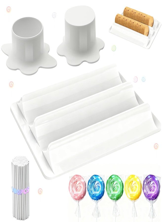 QCCTPUU Round Cake Pop Mold with Tray, Circle Cakepop Cutter and Pusher and 100 PCS Sticks, Non-3D Printed Smooth & Easy-Clean Surface, High-Capacity Dual-Cavity Tray, Cake Pops Molds Set for Desserts Making - Image 1