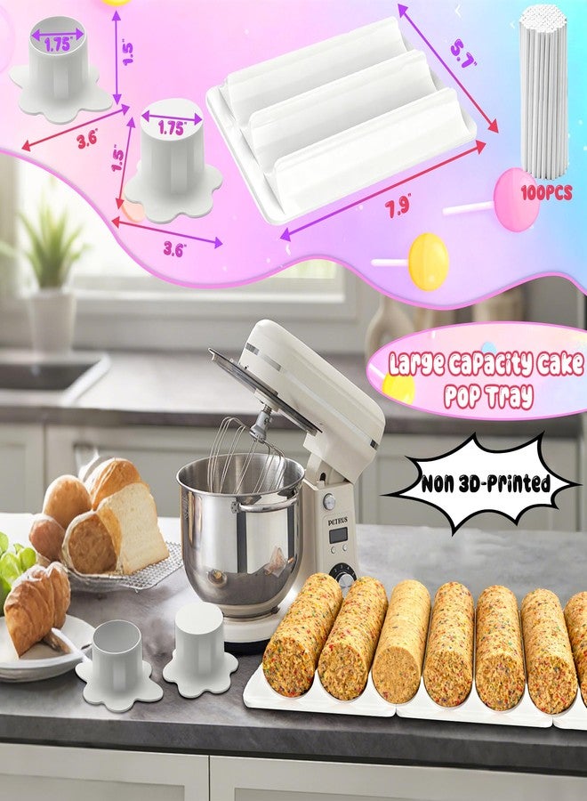 QCCTPUU Round Cake Pop Mold with Tray, Circle Cakepop Cutter and Pusher and 100 PCS Sticks, Non-3D Printed Smooth & Easy-Clean Surface, High-Capacity Dual-Cavity Tray, Cake Pops Molds Set for Desserts Making - Image 2