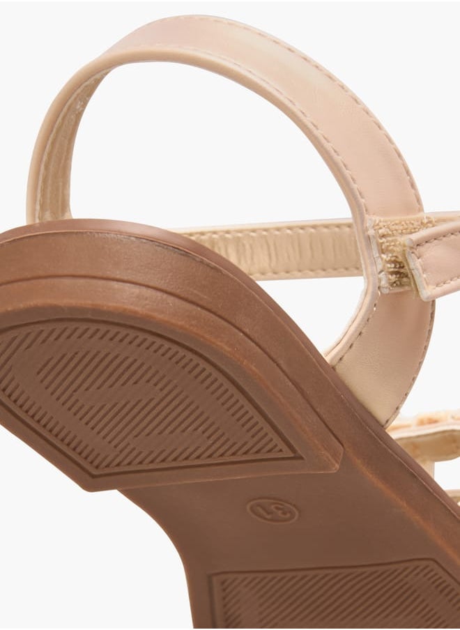 Flora Bella By Shoexpress Girls Embellished Bow Accent Strap Sandals With Hook And Loop Closure  - Image 5