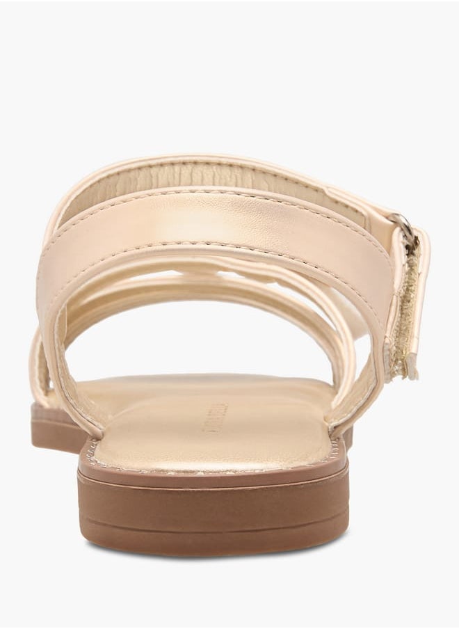 Flora Bella By Shoexpress Girls Embellished Bow Accent Strap Sandals With Hook And Loop Closure  - Image 4