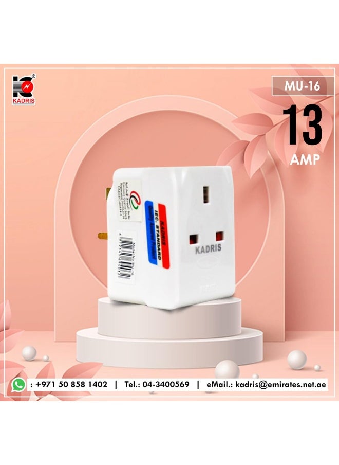 KADRIS - Universal Travel Adapter MU-16, International All in One Electrical Extender Outlet Adaptor with High Speed 2 USB And 1 Type C Travel Charger, Travel Adapter for US EU UK AU (Black) - Image 1