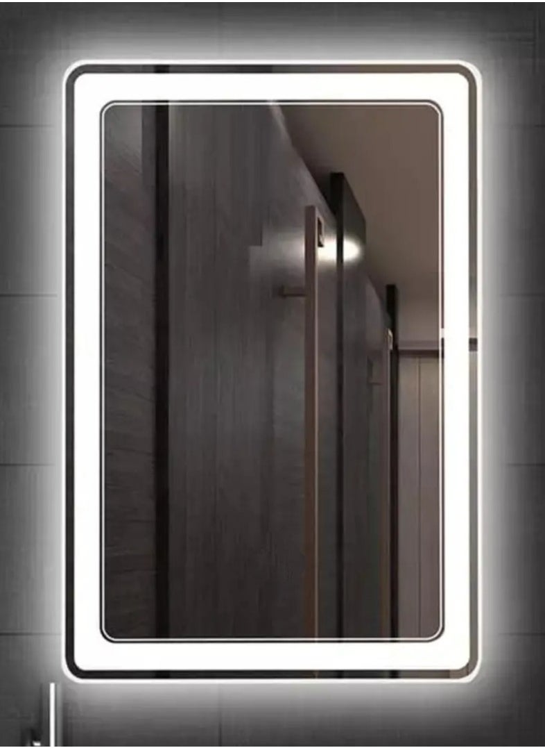 ميرور آرت مرايا حمام مستطيلة مضيئة حفر، شكل أنيق، تجعل حمامك مميز، قطر 55 سم *60 سم 