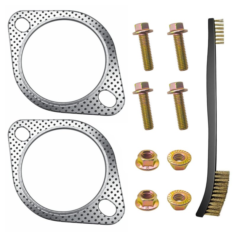Strongthium 2 Pcs 3 Exhaust Gasket 2 Bolt for 3 Inch Muffler Flange Manifold 120076100002