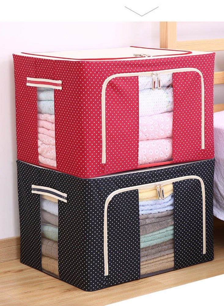 66L Large Capacity Fortable Oxford Waterproof Home Closet Apparel Organization Storage Bag Stable Steel Frame Inside Containers For Cloth Blanket Quilt - Image 2
