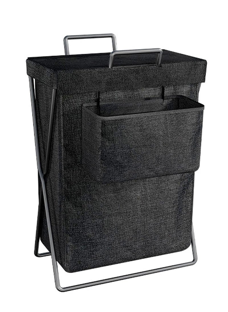 TYCOM Laundry Hamper Home Laundry Basket Foldable Laundry Organizer Steel X Frame with Handle Sorter for Blankets Clothes Pillows Towels Black with Bag. 