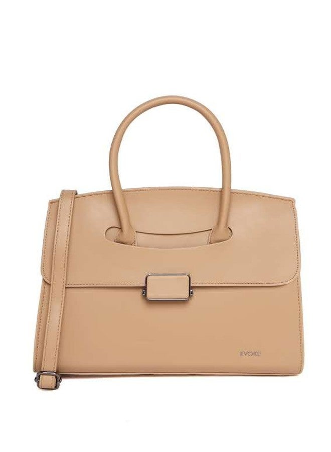 EVOKE REGENT Vegan Leather Satchel 258 for Women | with Adjustable Strap | Stylish and Versatile for Work and Travel (Beigh) - Image 2