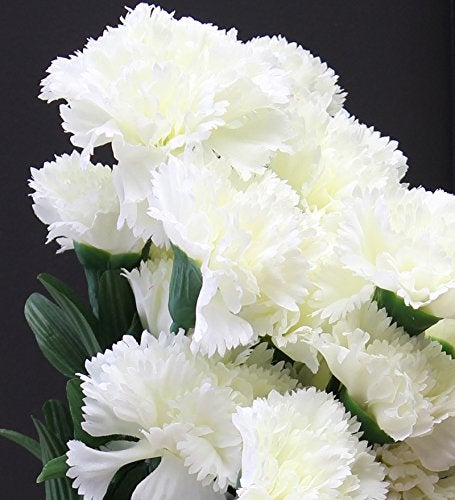 Fourwalls Artificial Decorative Carnation Flower Bunches (18 Flower Heads, 50 cm Tall, White) - Image 3