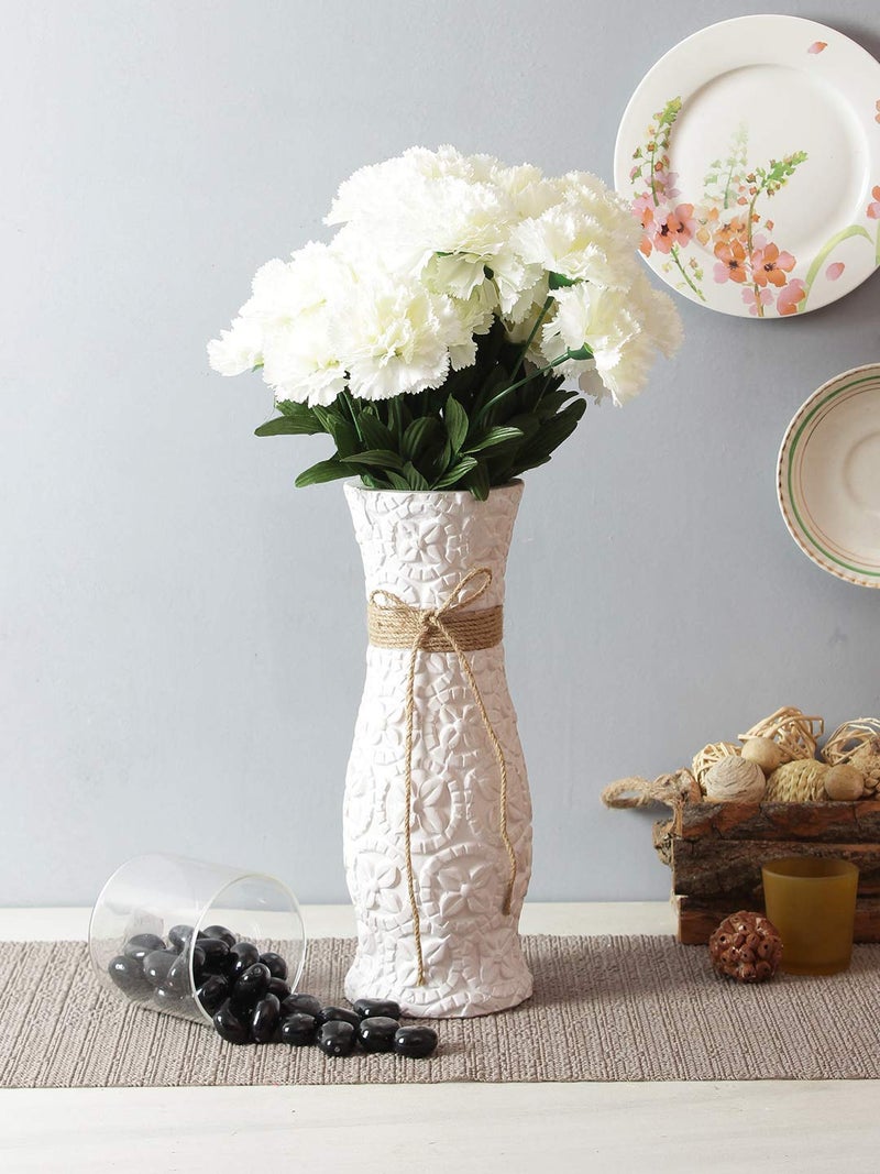 Fourwalls Artificial Decorative Carnation Flower Bunches (18 Flower Heads, 50 cm Tall, White) - Image 4