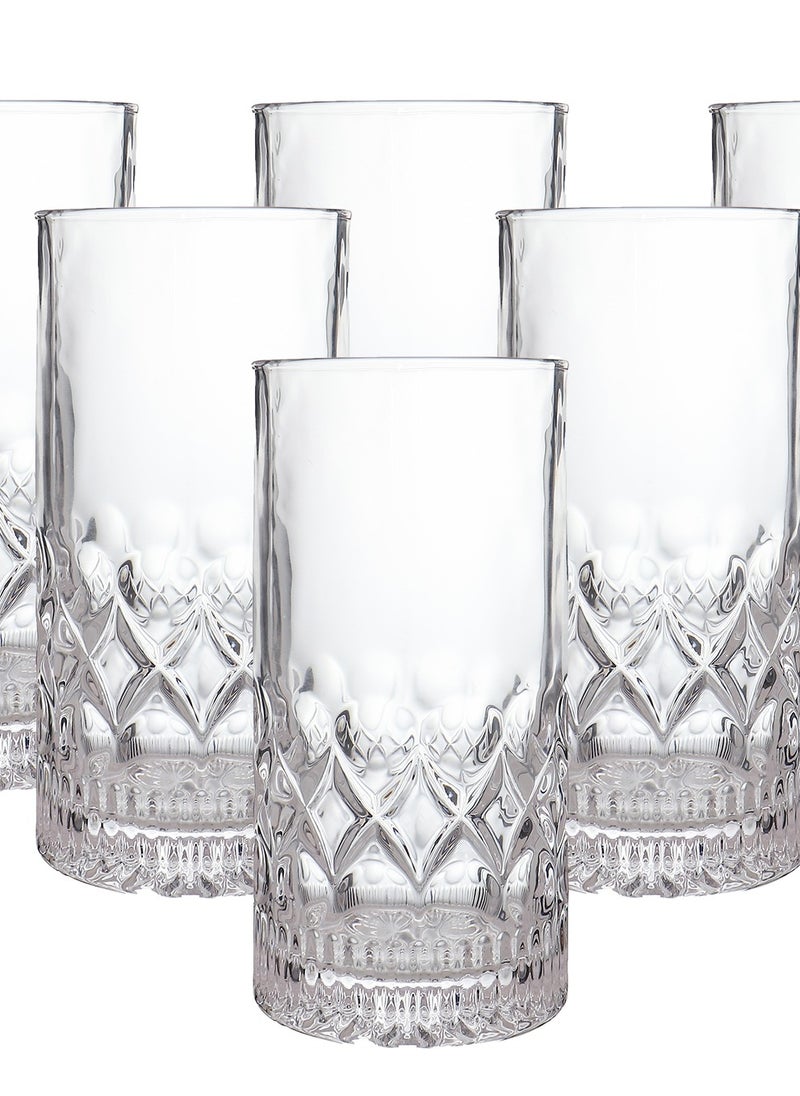 3Diamonds - Drinking Glasses Set of 6, Lead-Free, Durable and Stylish Glasses, Highball Tumblers Glasses (Design 34) - Image 1