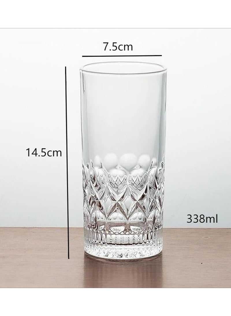 3Diamonds - Drinking Glasses Set of 6, Lead-Free, Durable and Stylish Glasses, Highball Tumblers Glasses (Design 34) - Image 1