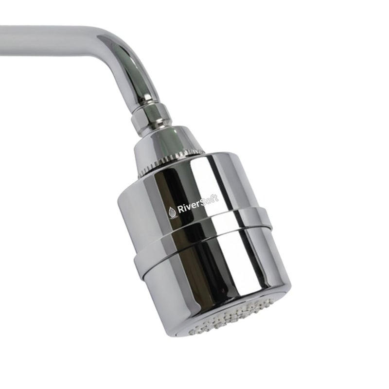 RiverSoft فلتر ديفا-01 للدش للمياه العسرة مع 15 مرحلة | فلتر دش للمياه العسرة | جهاز تنعيم المياه للحمام (كروم، عبوة من 1) - Image 1