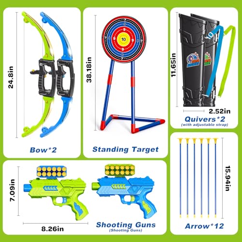 AuroTops 2 in 1 Pack Bow and Arrow Set for Kids 6 Year Old Boy Gifts Boy Toys Age 68Archery Set with Lights Sport Shooting Games for Kids 512 Year Old Birthday Gifts Indoor Outdoor - Image 5