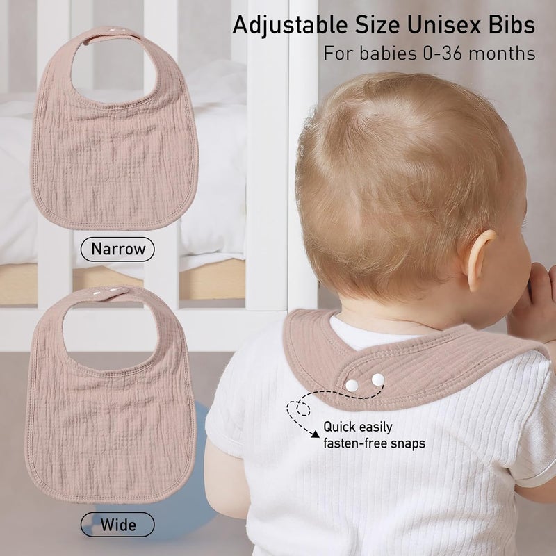 Muslin Drool Bibs for Boys Girls 6 Pack - Adjustable Baby Bibs for Drooling and Teething, Soft Cotton Baby Bandana Bib for Newborn Feeding Essentials (Autumn Flora) - Image 5