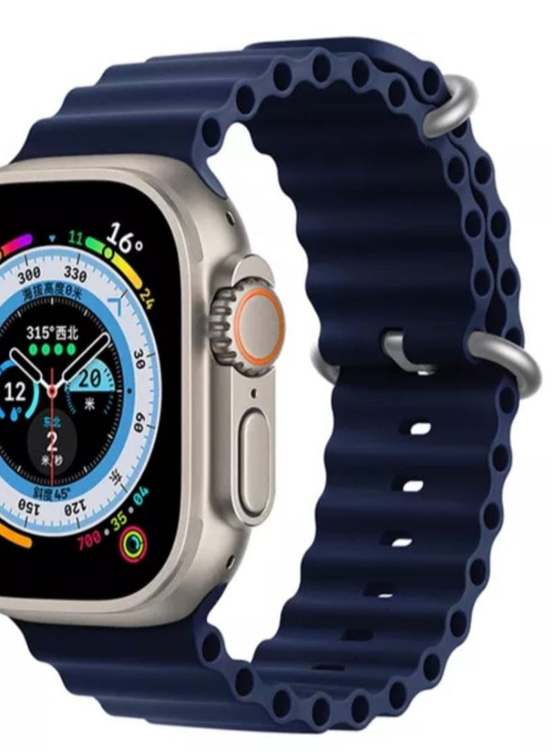 Rubber Replacement Band Compatible with Apple Watch Series 9/Ultra/Ultra 2, 44/45/49mm, Navy Blue - Image 1