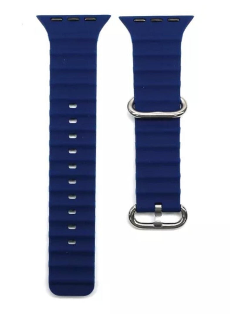 Rubber Replacement Band Compatible with Apple Watch Series 9/Ultra/Ultra 2, 44/45/49mm, Navy Blue - Image 2
