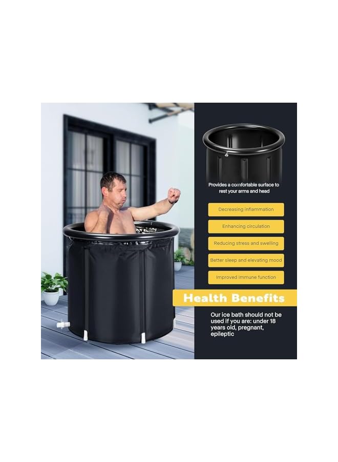 The Bros Ice Bath Recovery Tub Outdoor with 2 Lid, 400L Cold Water Therapy Tub for Recovery and Cold Plunge, 6 Layer Portable Ice Bathtub Pool, 75 * 85CM Freestanding Cold tub for Athletes, Adult - Image 4
