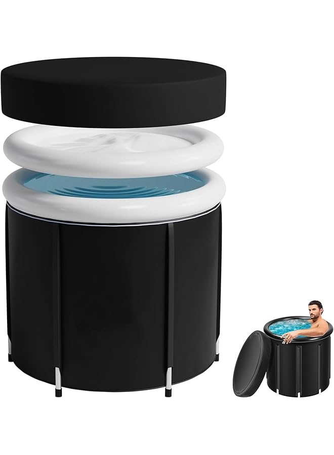 The Bros Ice Bath Recovery Tub Outdoor with 2 Lid, 400L Cold Water Therapy Tub for Recovery and Cold Plunge, 6 Layer Portable Ice Bathtub Pool, 75 * 85CM Freestanding Cold tub for Athletes, Adult - Image 1