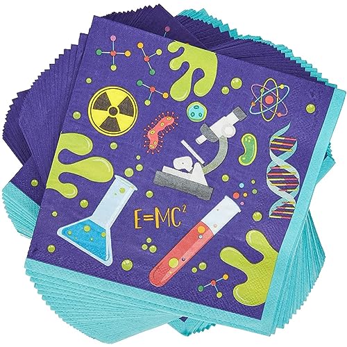 BLUE PANDA Purple Science Party Napkins - Absorbent Science Napkins - Coordinates with Chemistry & Lab Class Plates - Purple, 6.5 x 6.5 in Folded, Pack of 100 - Image 1