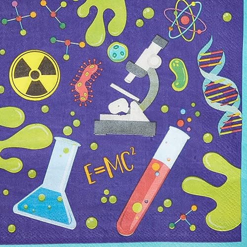 BLUE PANDA Purple Science Party Napkins - Absorbent Science Napkins - Coordinates with Chemistry & Lab Class Plates - Purple, 6.5 x 6.5 in Folded, Pack of 100 - Image 3