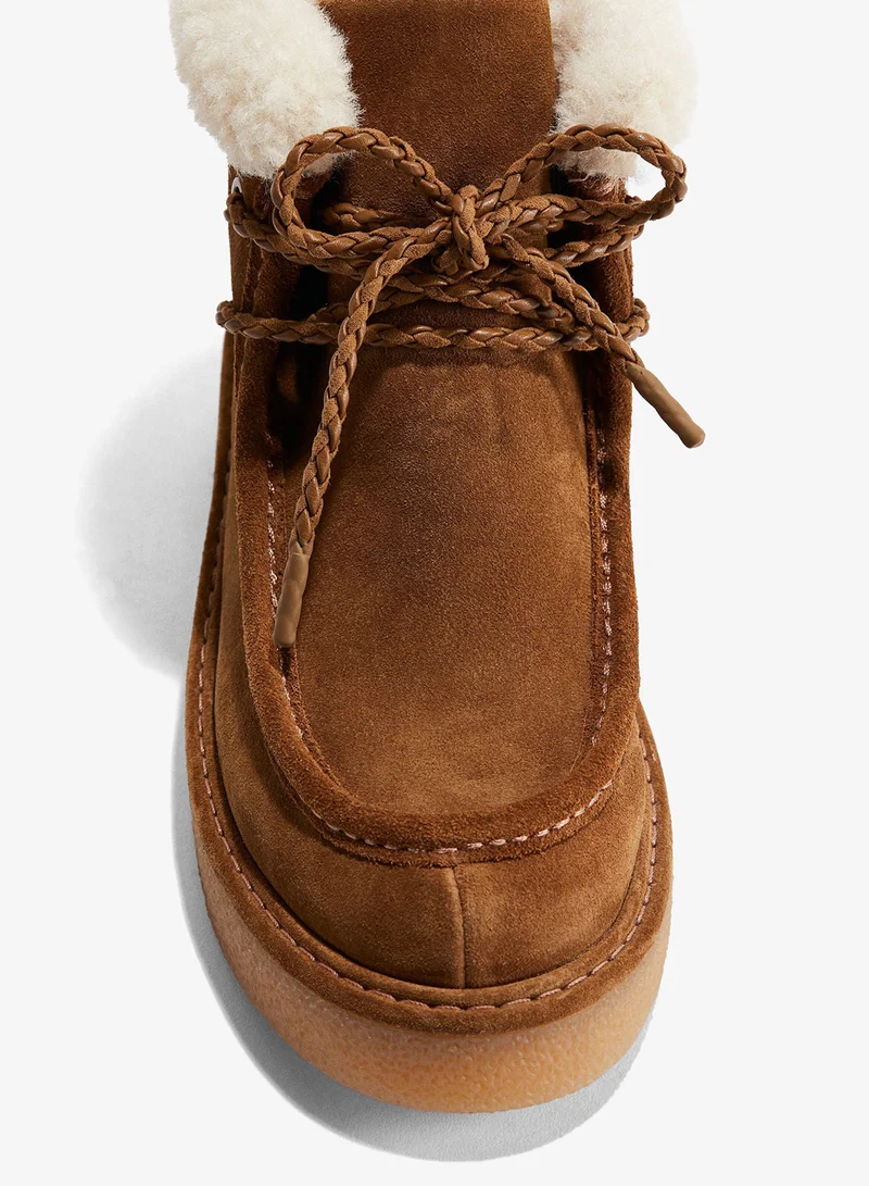 H&M Warm-lined suede lace-up boots