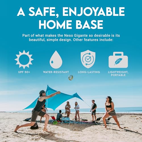 Neso Gigante Portable Beach Tent Sun Shelter - Lightweight Beach Shade Canopy - Easy Setup for Family Outings - Patented Reinforced Corners - UPF 50+ - 8ft Tall, 11 x 11ft - Save The Whales - Image 3