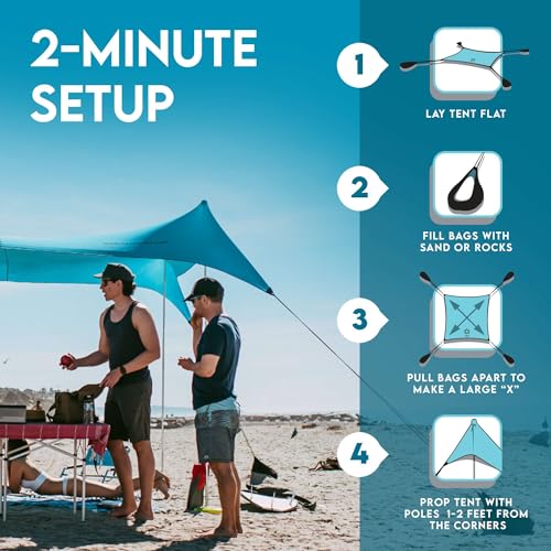 Neso Gigante Portable Beach Tent Sun Shelter - Lightweight Beach Shade Canopy - Easy Setup for Family Outings - Patented Reinforced Corners - UPF 50+ - 8ft Tall, 11 x 11ft - Save The Whales - Image 5